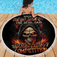Flame Skull Beach Blanket When I Was Born The Devil Said Oh Shit Compettion - Wonder Print Shop