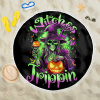 Pumpkin Witch Skull Beach Blanket Witches Be Trippin - Wonder Print Shop
