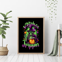 Pumpkin Witch Skull Canvas Wall Art Witches Be Trippin - Wonder Print Shop