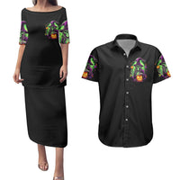 Pumpkin Witch Skull Couples Matching Puletasi Dress and Hawaiian Shirt Witches Be Trippin - Wonder Print Shop