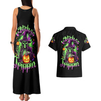 Pumpkin Witch Skull Couples Matching Tank Maxi Dress and Hawaiian Shirt Witches Be Trippin - Wonder Print Shop