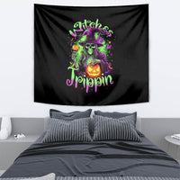 Pumpkin Witch Skull Tapestry Witches Be Trippin - Wonder Print Shop