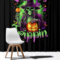 Pumpkin Witch Skull Window Curtain Witches Be Trippin - Wonder Print Shop