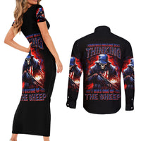 Soldier Skull Couples Matching Short Sleeve Bodycon Dress and Long Sleeve Button Shirts Your First Mistake Was Thinking I Was One Of The Sheep - Wonder Print Shop
