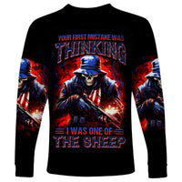 Soldier Skull Long Sleeve Shirt Your First Mistake Was Thinking I Was One Of The Sheep - Wonder Print Shop