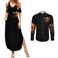 Fire Gun Skull Couples Matching Summer Maxi Dress and Long Sleeve Button Shirts Your First Mistake Was Thinking I Was One Of The Sheep - Wonder Print Shop