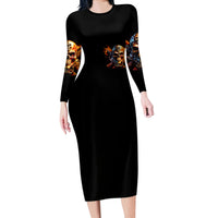 Fire Gun Skull Long Sleeve Bodycon Dress Your First Mistake Was Thinking I Was One Of The Sheep - Wonder Print Shop