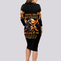 Fire Gun Skull Long Sleeve Bodycon Dress Your First Mistake Was Thinking I Was One Of The Sheep - Wonder Print Shop