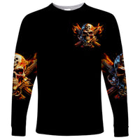 Fire Gun Skull Long Sleeve Shirt Your First Mistake Was Thinking I Was One Of The Sheep - Wonder Print Shop