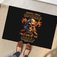 Fire Gun Skull Rubber Doormat Your First Mistake Was Thinking I Was One Of The Sheep - Wonder Print Shop
