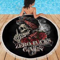 Girl Skull Beach Blanket Zero Fucking Given - Wonder Print Shop