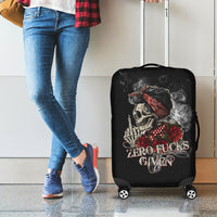 Girl Skull Luggage Cover Zero Fucking Given - Wonder Print Shop