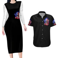 American Skull Couples Matching Long Sleeve Bodycon Dress and Hawaiian Shirt American Live It Love It Or Get The Hell Out - Wonder Print Shop