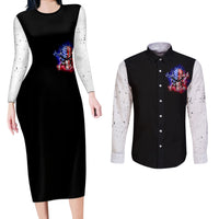 American Skull Couples Matching Long Sleeve Bodycon Dress and Long Sleeve Button Shirts American Live It Love It Or Get The Hell Out - Wonder Print Shop