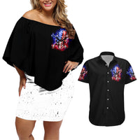American Skull Couples Matching Off Shoulder Short Dress and Hawaiian Shirt American Live It Love It Or Get The Hell Out - Wonder Print Shop
