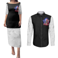 American Skull Couples Matching Puletasi Dress and Long Sleeve Button Shirts American Live It Love It Or Get The Hell Out - Wonder Print Shop
