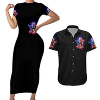 American Skull Couples Matching Short Sleeve Bodycon Dress and Hawaiian Shirt American Live It Love It Or Get The Hell Out - Wonder Print Shop