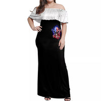 American Skull Off Shoulder Maxi Dress American Live It Love It Or Get The Hell Out - Wonder Print Shop