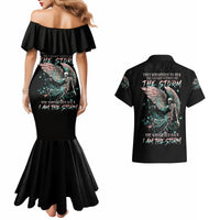 Angel Skull Couples Matching Mermaid Dress and Hawaiian Shirt She Whispered Back Iam The Storm - Wonder Print Shop
