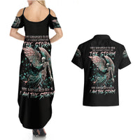 Angel Skull Couples Matching Summer Maxi Dress and Hawaiian Shirt She Whispered Back Iam The Storm - Wonder Print Shop