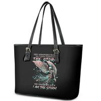Angel Skull Leather Tote Bag She Whispered Back Iam The Storm - Wonder Print Shop