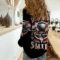 Satan Skull Women Casual Shirt Become The Monster And Show Your True Smile - Wonder Print Shop