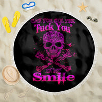 Flower Skull Beach Blanket Can You See The Fuck You In My Smile - Wonder Print Shop