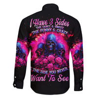 Rose Skull Family Matching Off Shoulder Short Dress and Hawaiian Shirt I Have 3 Sides And You Never Want To See - Wonder Print Shop