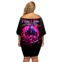 Rose Skull Family Matching Off Shoulder Short Dress and Hawaiian Shirt I Have 3 Sides And You Never Want To See - Wonder Print Shop
