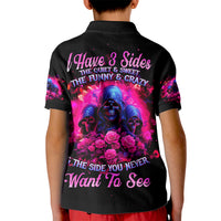 Rose Skull Kid Polo Shirt I Have 3 Sides And You Never Want To See - Wonder Print Shop