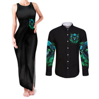 Flame Skull Couples Matching Tank Maxi Dress and Long Sleeve Button Shirt I Don't Stop When I Tired I Stop When I Fucking Done - Wonder Print Shop