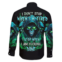 Flame Skull Family Matching Puletasi and Hawaiian Shirt I Don't Stop When I Tired I Stop When I Fucking Done - Wonder Print Shop