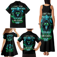 Flame Skull Family Matching Tank Maxi Dress and Hawaiian Shirt I Don't Stop When I Tired I Stop When I Fucking Done - Wonder Print Shop