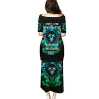 Flame Skull Puletasi I Don't Stop When I Tired I Stop When I Fucking Done - Wonder Print Shop