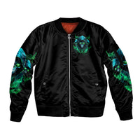Flame Skull Sleeve Zip Bomber Jacket I Don't Stop When I Tired I Stop When I Fucking Done - Wonder Print Shop