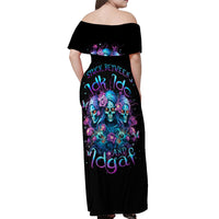 Rose Skull Off Shoulder Maxi Dress Stuck Between IDK IDC And IDGAF - Wonder Print Shop