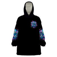 Rose Skull Wearable Blanket Hoodie Stuck Between IDK IDC And IDGAF - Wonder Print Shop