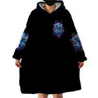 Rose Skull Wearable Blanket Hoodie Stuck Between IDK IDC And IDGAF - Wonder Print Shop