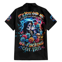 Couple Skull Family Matching Mermaid Dress and Hawaiian Shirt It't You And Me Against The World Baby - Wonder Print Shop