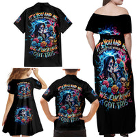 Couple Skull Family Matching Off Shoulder Maxi Dress and Hawaiian Shirt It't You And Me Against The World Baby - Wonder Print Shop
