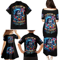 Couple Skull Family Matching Puletasi and Hawaiian Shirt It't You And Me Against The World Baby - Wonder Print Shop