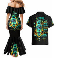Flame Skull Couples Matching Mermaid Dress and Hawaiian Shirt The Good Girl In Me Got Tired Of The Bullshit - Wonder Print Shop
