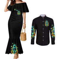 Flame Skull Couples Matching Mermaid Dress and Long Sleeve Button Shirt The Good Girl In Me Got Tired Of The Bullshit