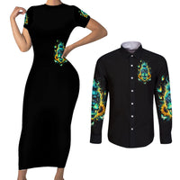 Flame Skull Couples Matching Short Sleeve Bodycon Dress and Long Sleeve Button Shirt The Good Girl In Me Got Tired Of The Bullshit - Wonder Print Shop