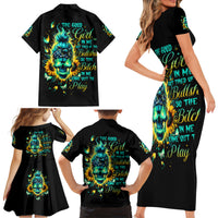 Flame Skull Family Matching Short Sleeve Bodycon Dress and Hawaiian Shirt The Good Girl In Me Got Tired Of The Bullshit - Wonder Print Shop