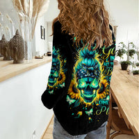 Flame Skull Women Casual Shirt The Good Girl In Me Got Tired Of The Bullshit - Wonder Print Shop