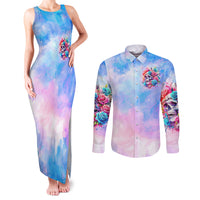 Rose Skull Couples Matching Tank Maxi Dress and Long Sleeve Button Shirt The Good Girl In Me Got Tired Of The Bullshit - Wonder Print Shop