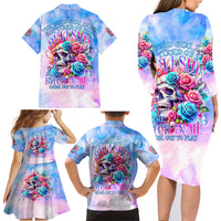 Rose Skull Family Matching Long Sleeve Bodycon Dress and Hawaiian Shirt The Good Girl In Me Got Tired Of The Bullshit - Wonder Print Shop