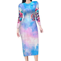 Rose Skull Family Matching Long Sleeve Bodycon Dress and Hawaiian Shirt The Good Girl In Me Got Tired Of The Bullshit - Wonder Print Shop