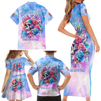 Rose Skull Family Matching Short Sleeve Bodycon Dress and Hawaiian Shirt The Good Girl In Me Got Tired Of The Bullshit - Wonder Print Shop